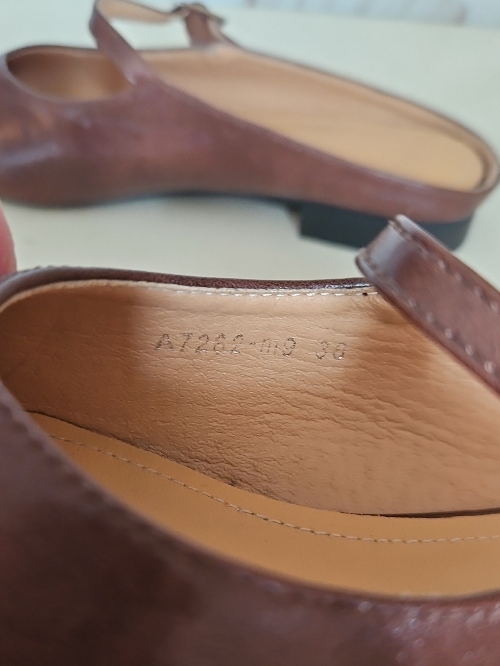 Saddle Brown Leather Mary Jane Flats, Heel, Buckle, Slip On, EU 36 - Picture 7 of 11